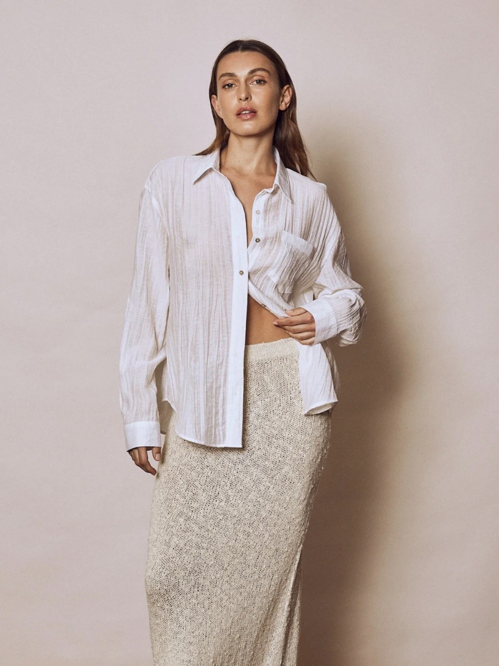 Little Lies, white Button Back Shirt Anthropologie NEW size small